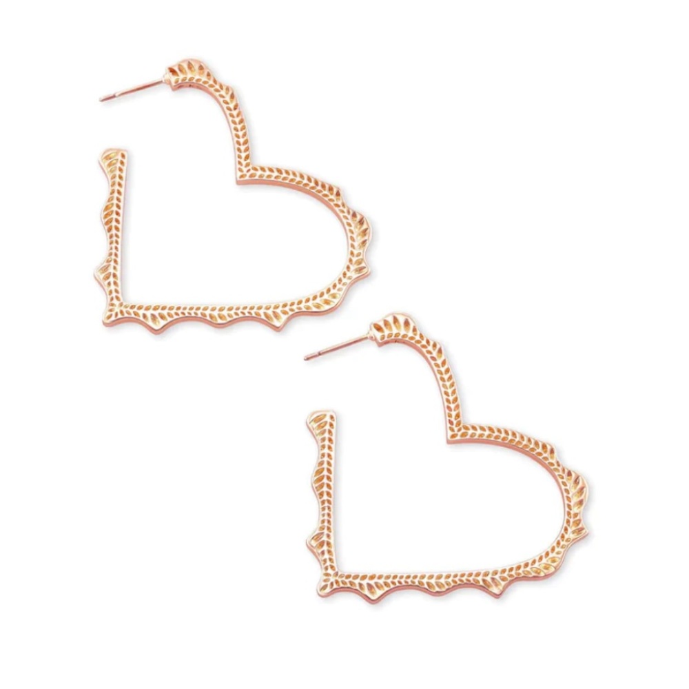 NWT Kendra Scott Sophee Rose Gold Heart Hoops